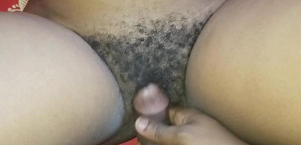  Fucking my ebony sex mates hairy pussy hard